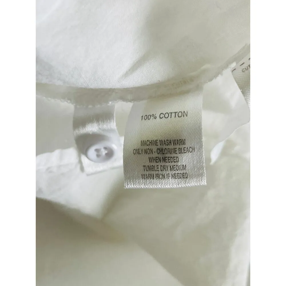 LOFT White Cotton Button Down Shirt Flap Pockets - Image 7