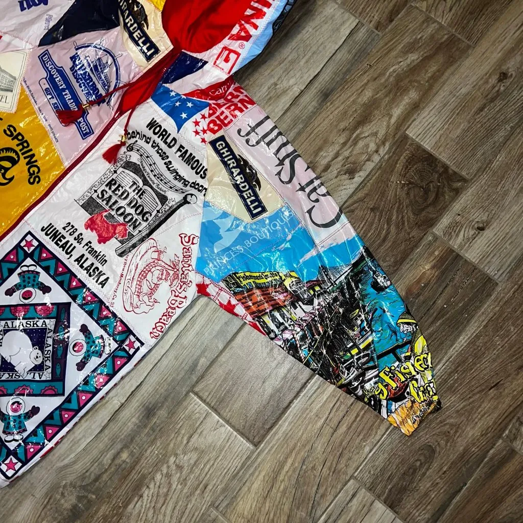 Vintage Plastic Shopping Bag Raincoat White Size M - Image 3