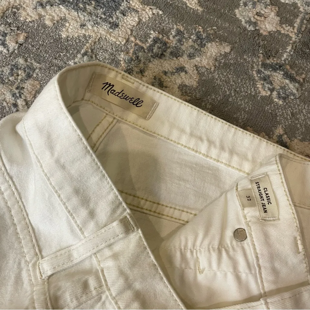 Madewell Ivory Straight-Leg Jeans 32 - Image 4