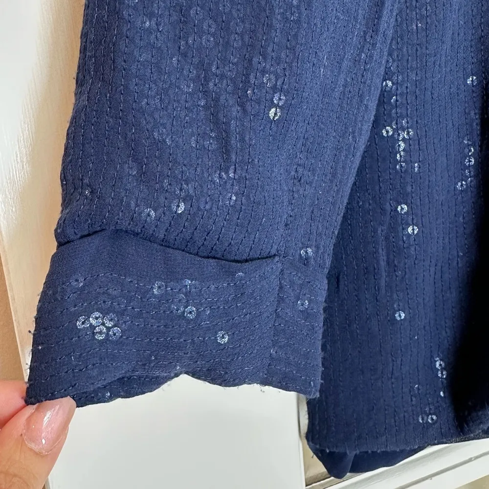 Vintage Yoana Baraschi Navy Blue Glam Rock Lightweight Blazer Jacket Size 2 XS - Image 8