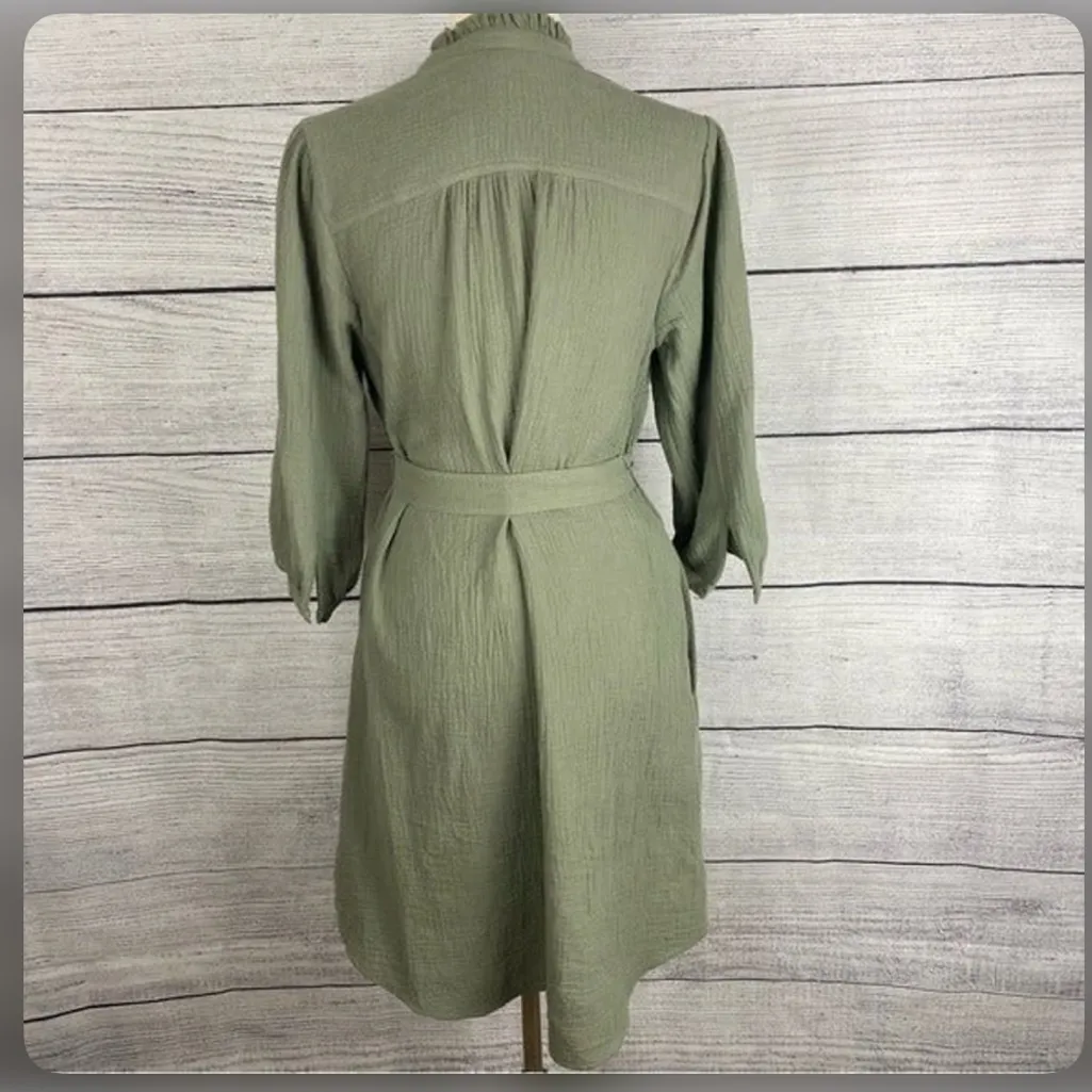 Soft surroundings Big Sur gauze cotton dress in olive green - Image 3