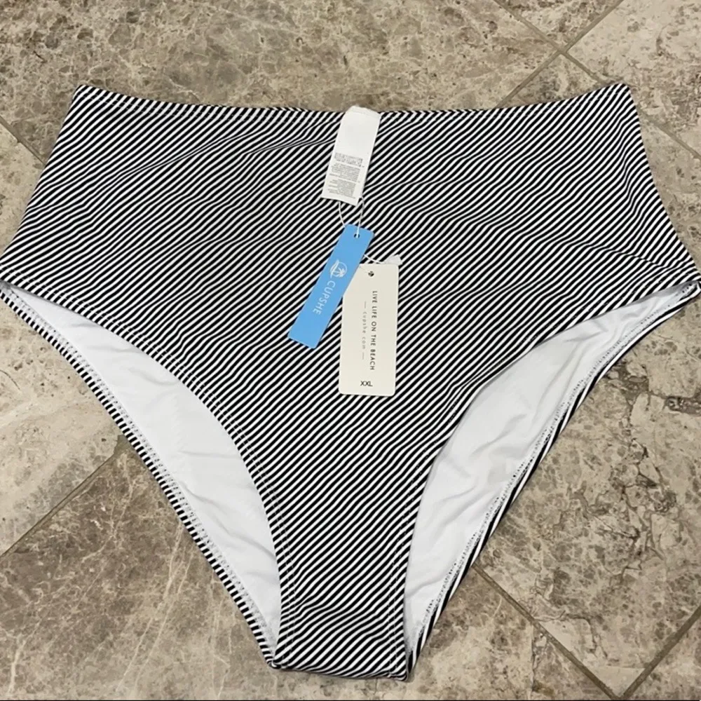 Cupshe Striped High Waisted Bikini Bottoms NWT - Image 2
