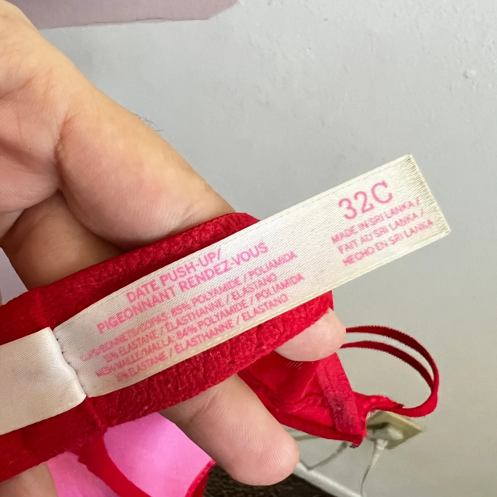 Victorias Secret PINK Date Push-Up Bra 32C Red Lace Floral - Image 5