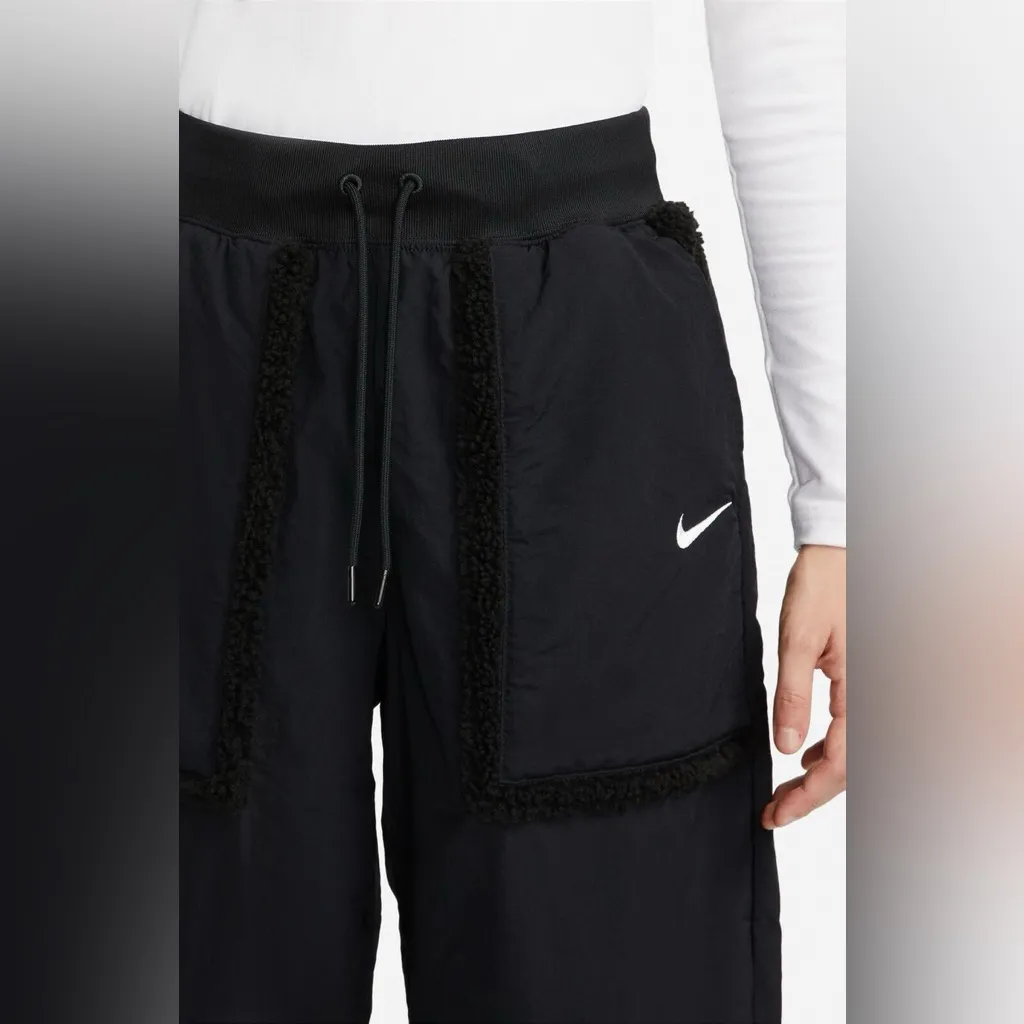 NWT Nike Black Faux Fur High Rise Loose Fit Pants Size Medium - Image 11