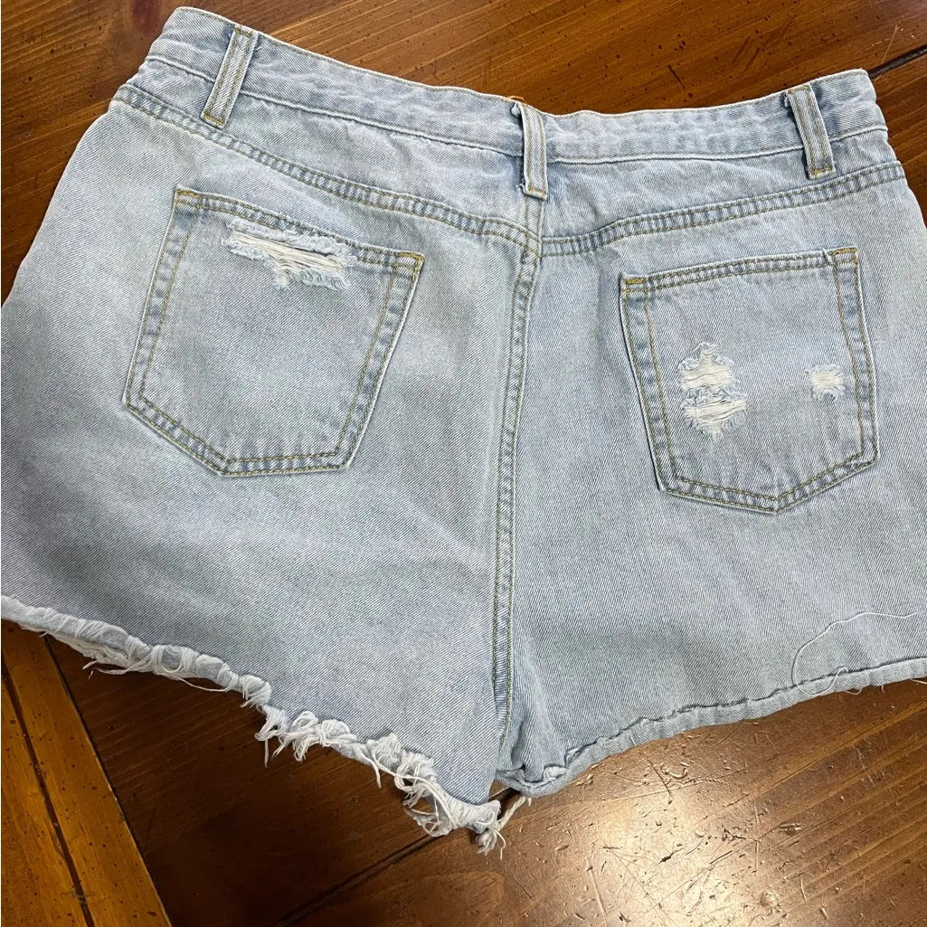 SHEIN Light Blue Distressed Jean Shorts - Image 6
