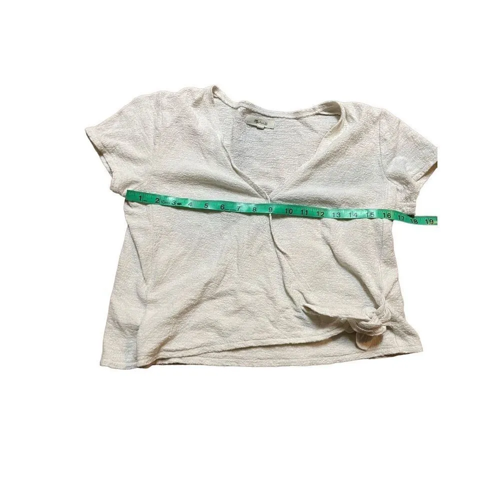 Madewell Wrap front tie Shirt Womens Small S Short Sleeve V Neck Pullove… - Image 5