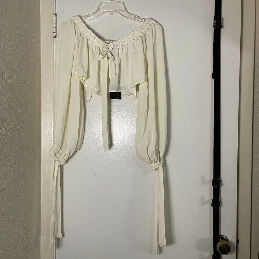 NEW! Revolve Chrissy Teigan Wat Phra Top ivory crop off shoulder blouse size XS - Image 7