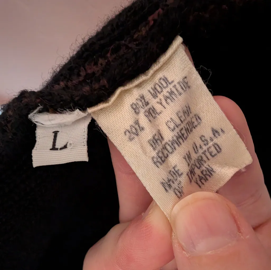 Vintage Margret O'Leary Wool Blend Knit Cardigan Women's Large Mauve/Black - Image 4