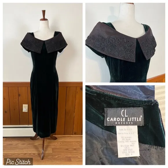 Gorgeous Vintage 1980s/90s Green Velvet Gown! - Image 2