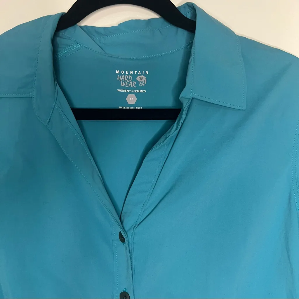 Mountain Hardwear Coralake Long Sleeve Shirt size 12 Teal UPF‎ 25+ Hiking Travel - Image 2