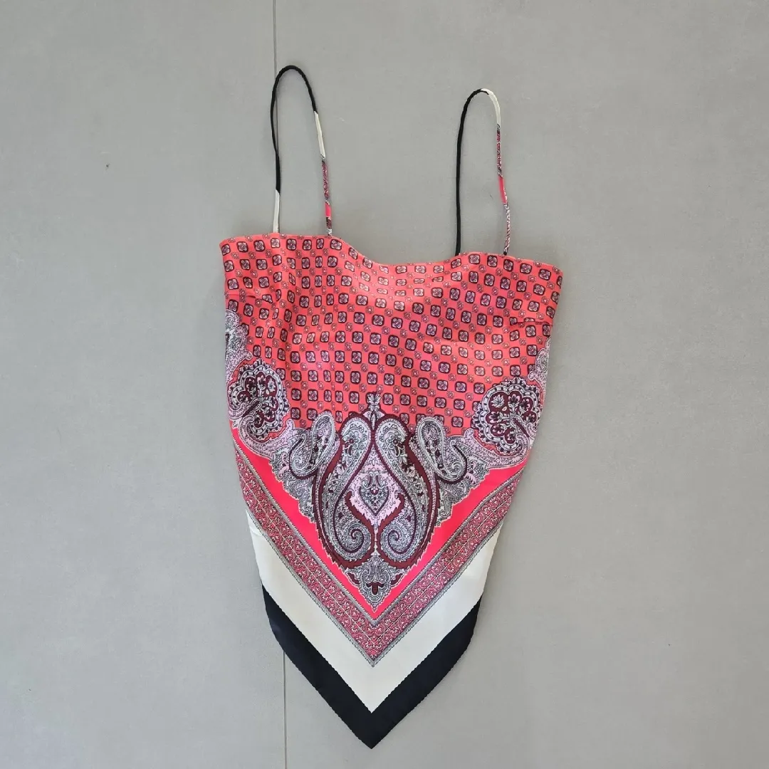 New Zara Paisley Print Red and Black Women's Top Size XS/S - Image 3