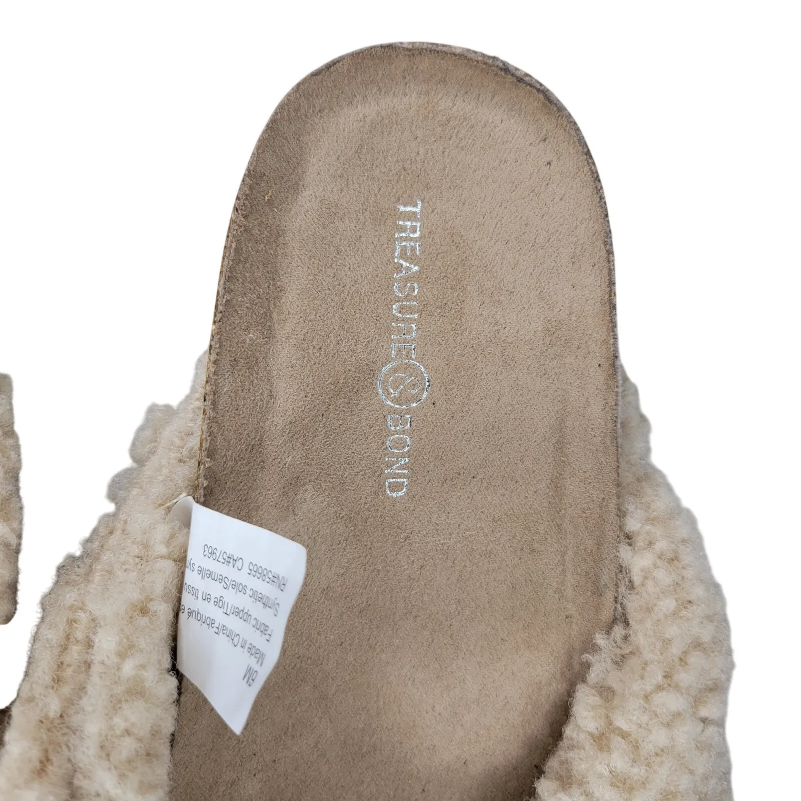 Treasure and Bond Sherpa Slide Sandals Cream Women‎ Size 6 Comfort Cozy Warm - Image 10