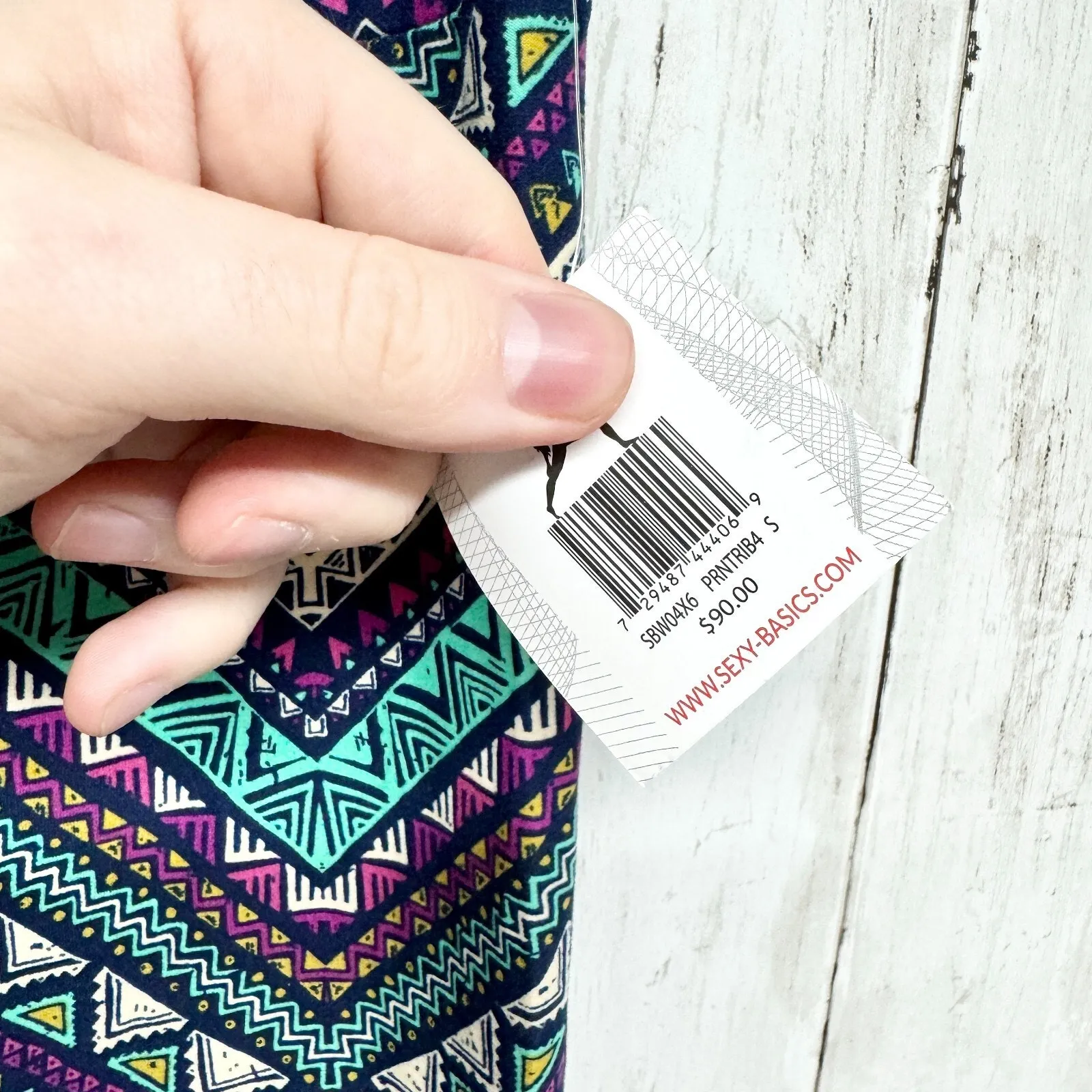 Sexy Basics 24/7 Anywear Pants Women Size Small Aztec Print Leggings Teal NWT Blue - Image 4