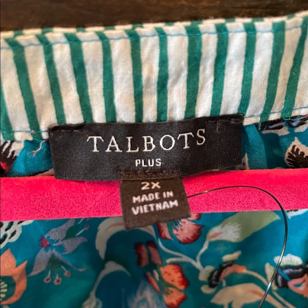 Talbots Band Collar Popover Top in Jacobean Floral print NWT - Image 5