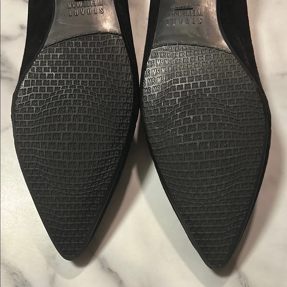 Stuart Weitzman Black Suede Flats with Pointed Toe - Image 7