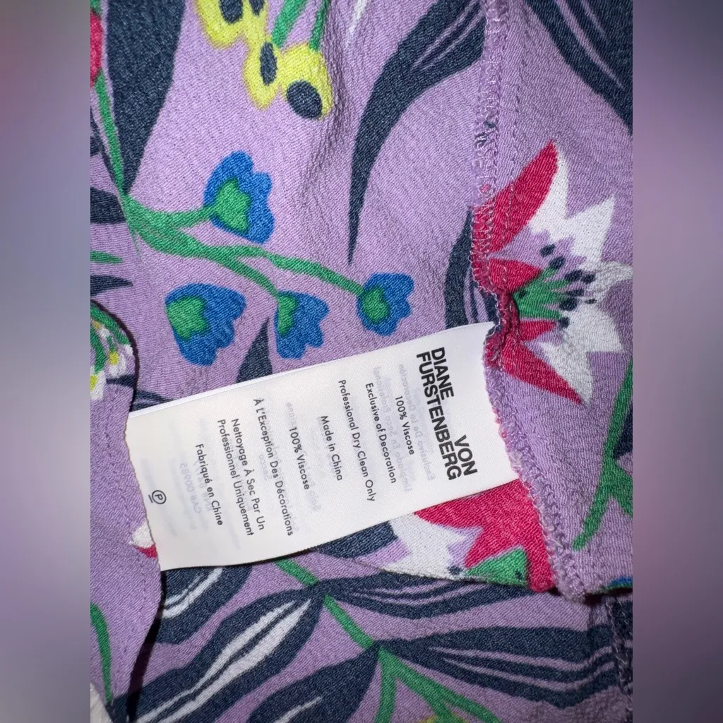 NEW Diane Von Furstenberg Jemma Floral Print purple midi Dress sz 2 - Image 7
