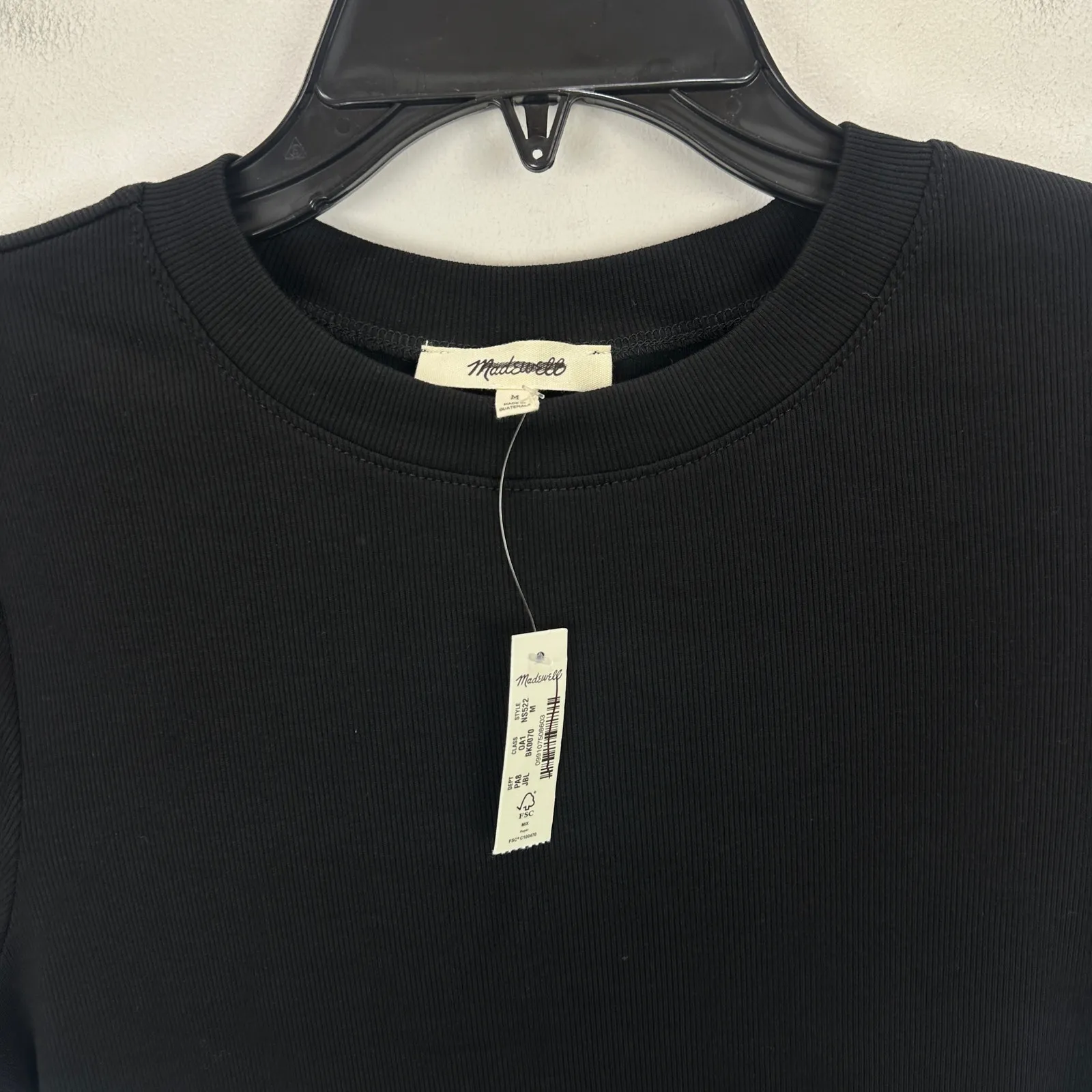 Madewell Regenerative Cotton Ribbed Crewneck Tee Shirt Jet Black Medium NWT - Image 5