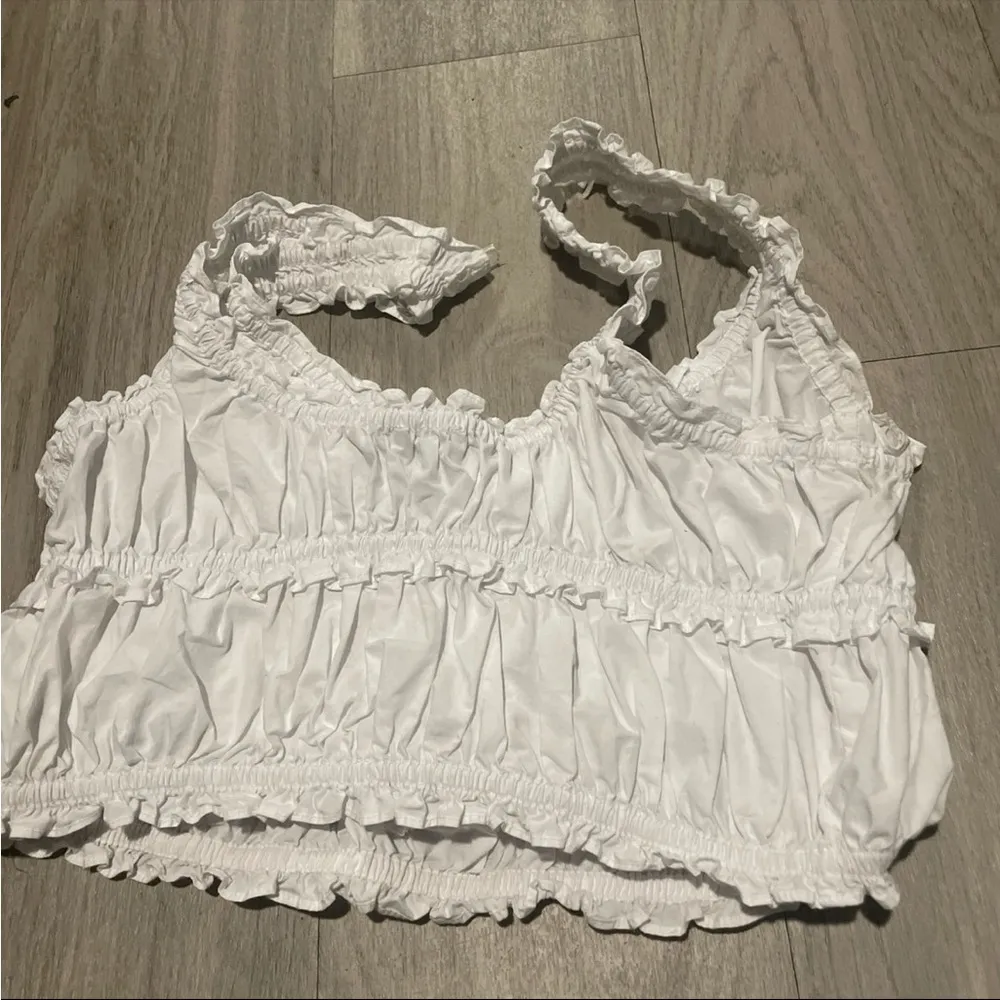 Zara White Ruffled Camisole Top - Image 3