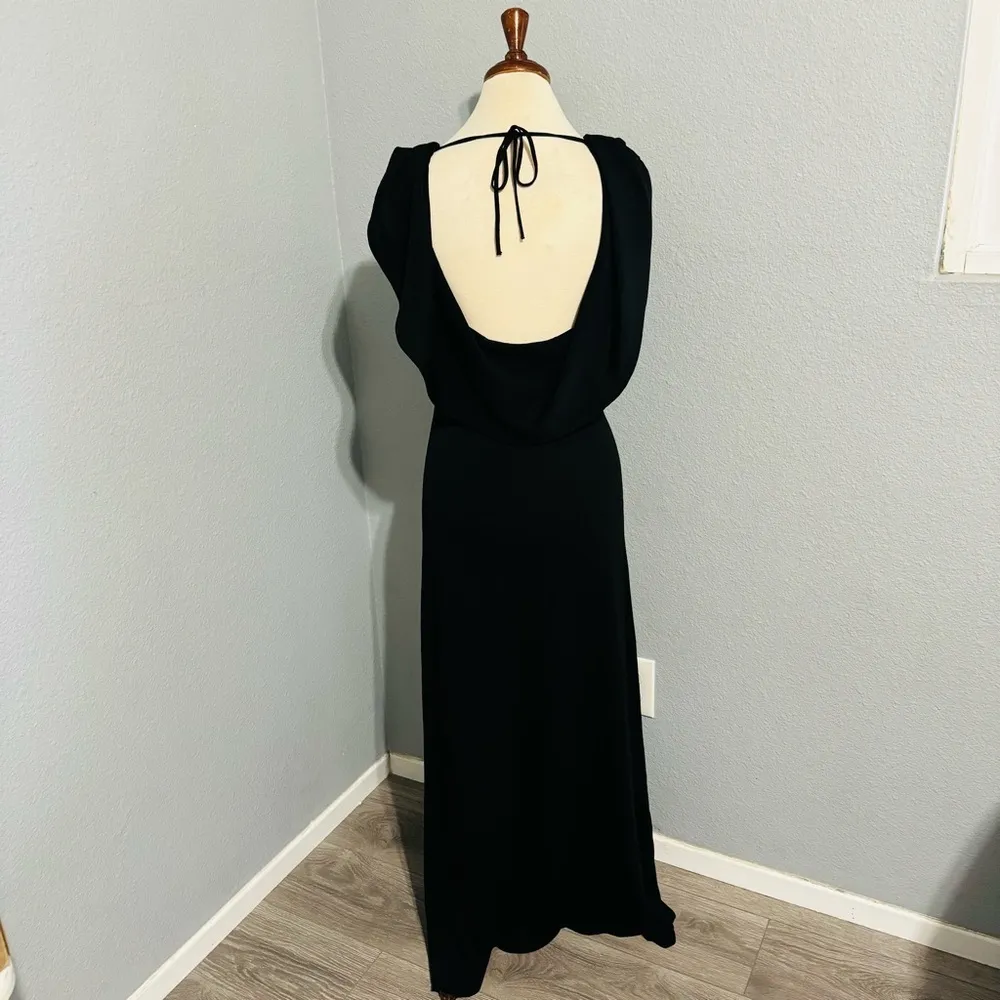 Zara Bloggers Fav Black Prom Elegant Open Back Fluid Neck Knit Maxi‎ Dress Sz L - Image 8