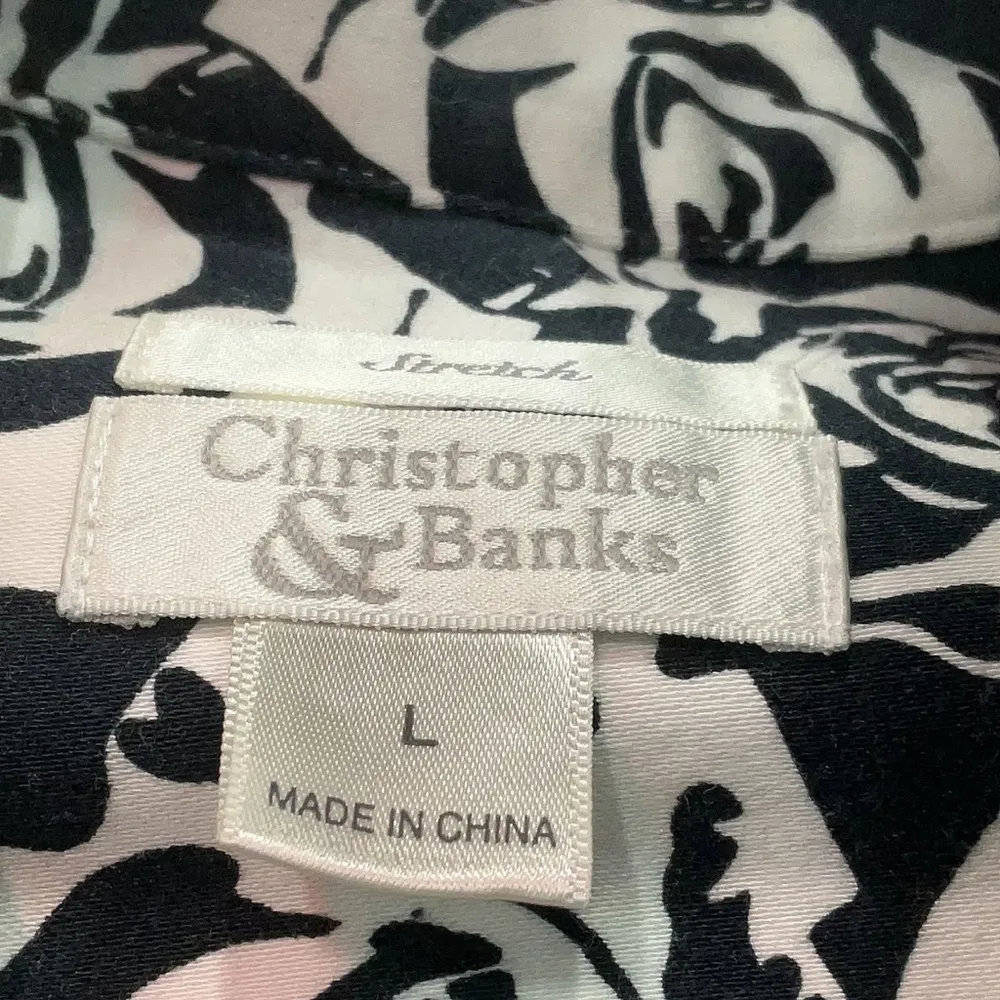 Christopher & Banks Stretch Floral Button Down Blazer Jacket Women’s Size Large - Image 6