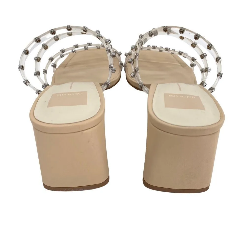 Dolce Vita Marie Strappy Heeled Sandals Crystal Vinyl Tan Size 8 - Image 7