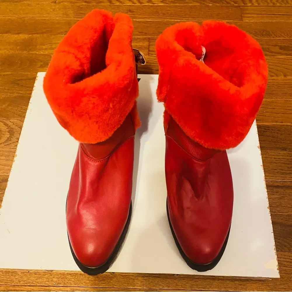 Vibrant Red Boots with Plush Lining Size 11.5 - Image 9