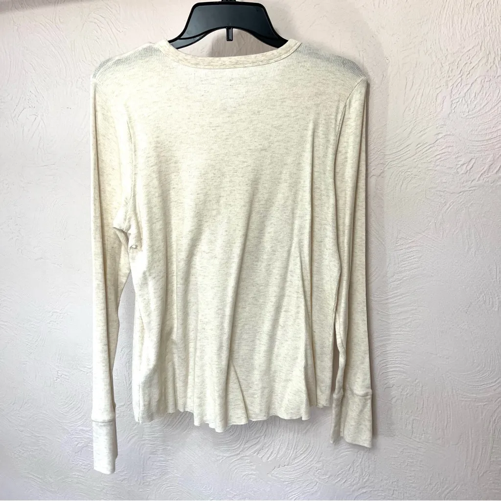 Cream Long Sleeve Henley Top - Image 2