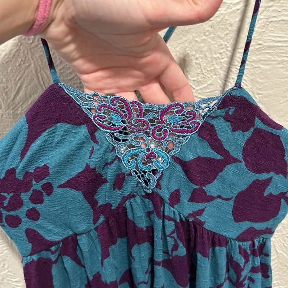 Free People Y2K Blue And Purple babydoll Dress Tunic Size Small - Image 2