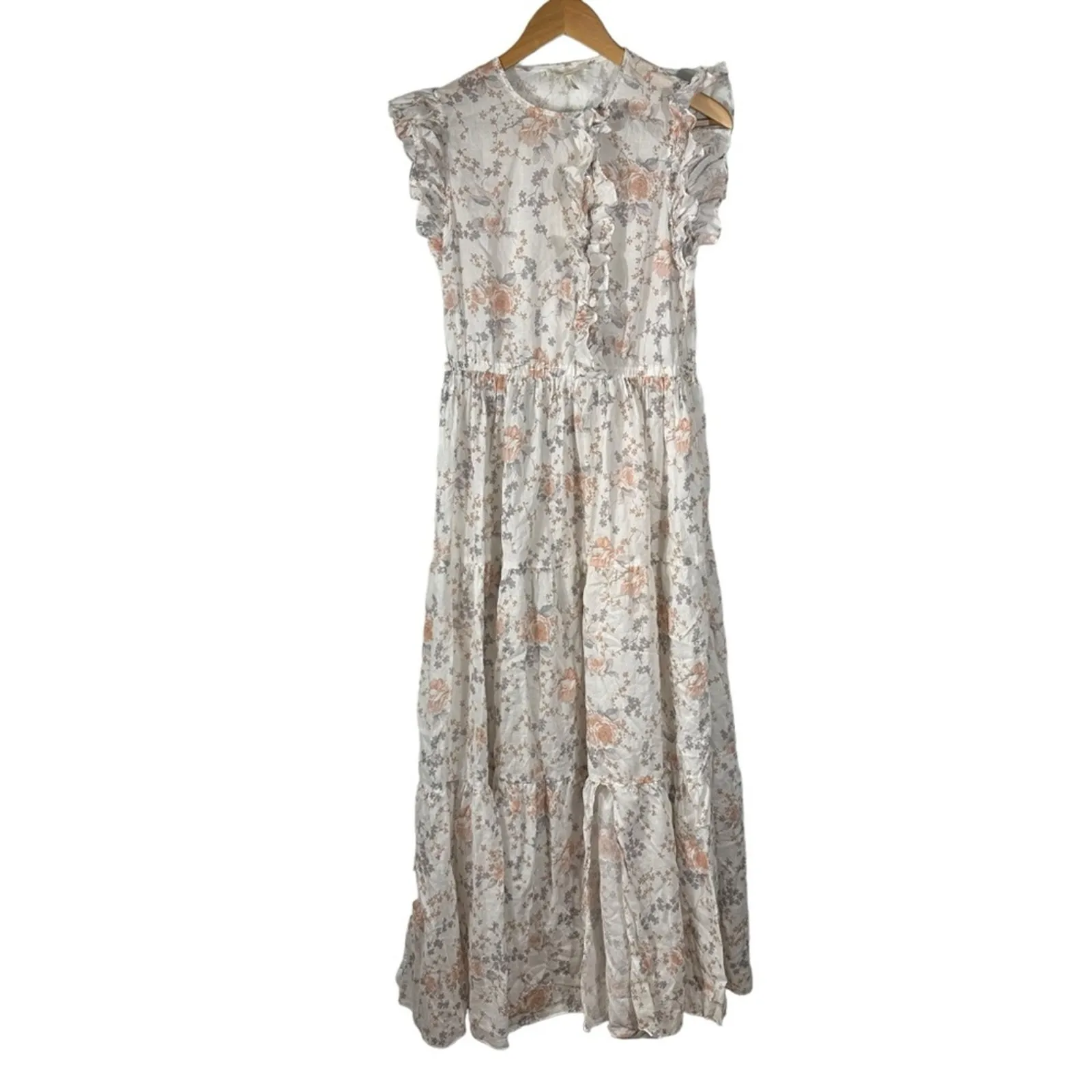 Maje Floral Ruffle Maxi Dress Size 3 (US Large) - Image 2