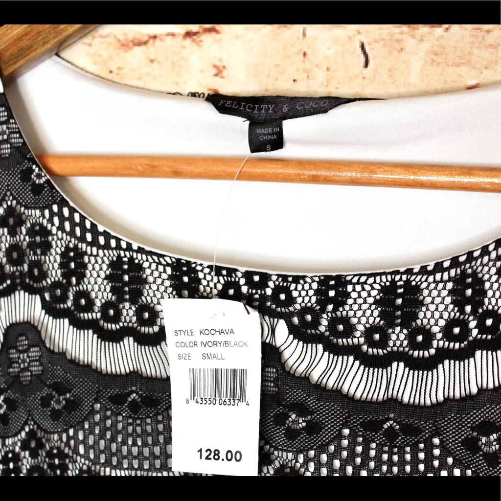 Felicity & Coco | White Black Lace Bodycon Dress - Image 6