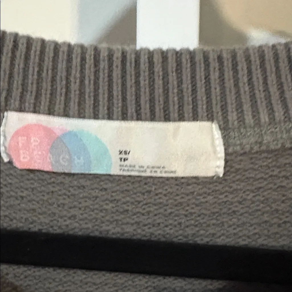 Free People Waffle Knit Henley Sweater Gray Size XS - Image 3