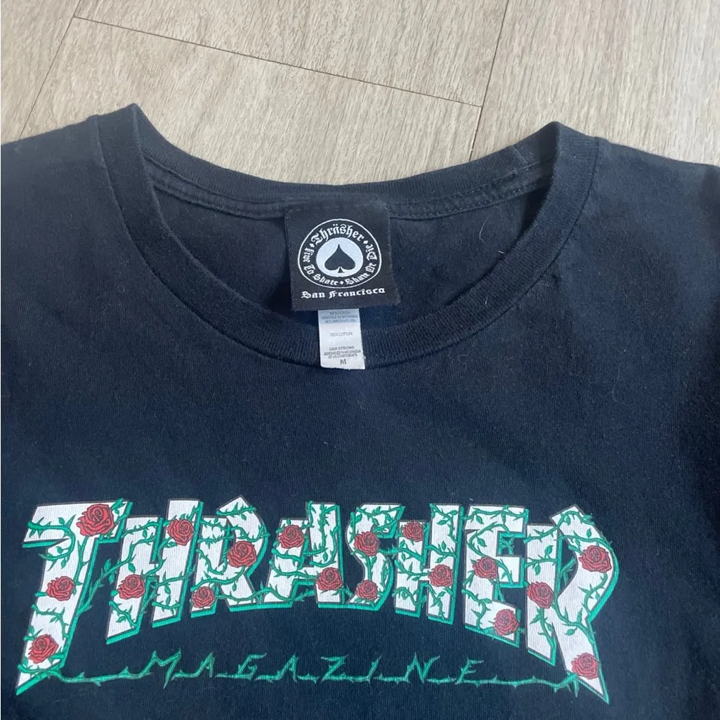 Thrasher Black Tee with Green Graphic - Image 2