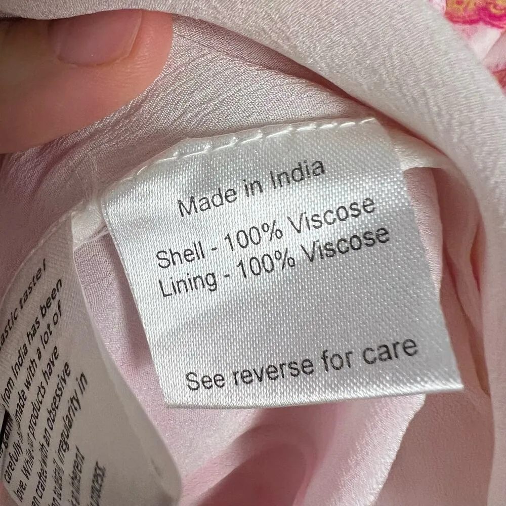 Rococo Sand Pink White Paisley Print Long Puff Sleeve Mini Dress Size M Size M - Image 9