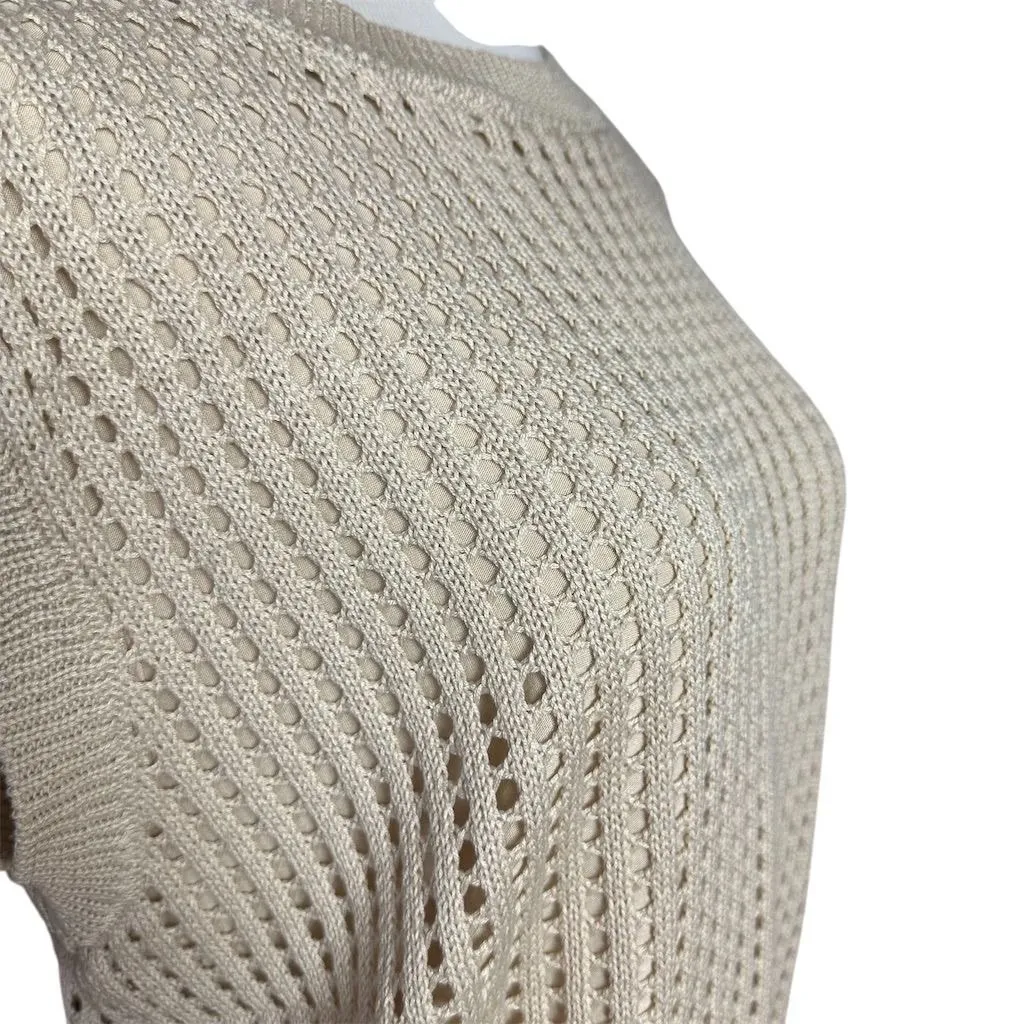 Nine Britton Women's XL Neutral Cream Sleeveless Open-Knit Sweater Vest Shell - Image 2