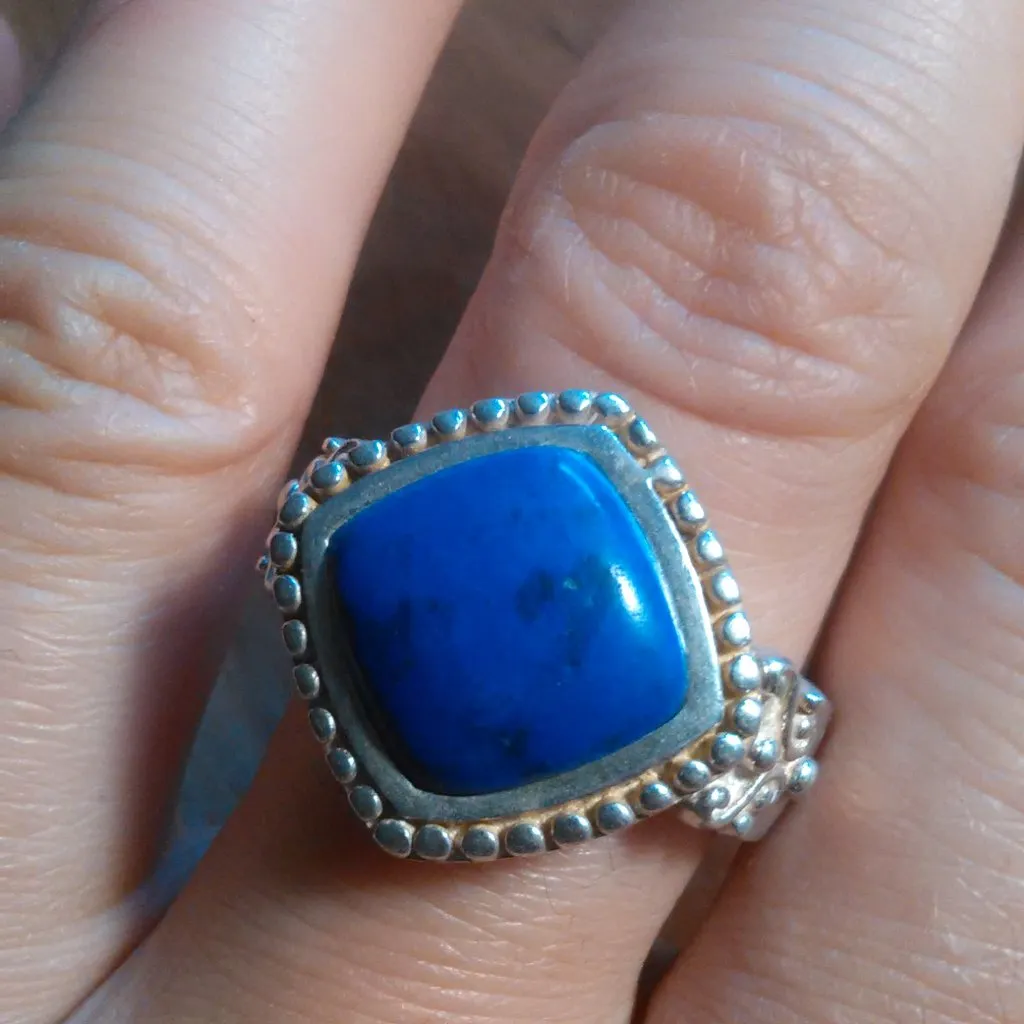Artisan Crafted Lapis Lazuli Sterling Silver Ring (Size 10) - Image 11