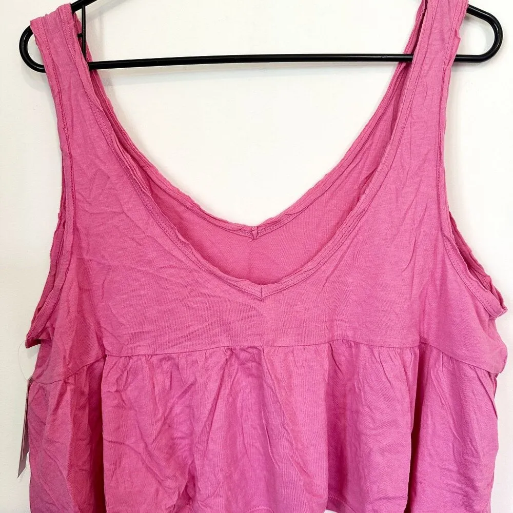 NWT Abound by Nordstrom Pink Sleeveless V-Neck Babydoll Tank Top - Large - Image 3