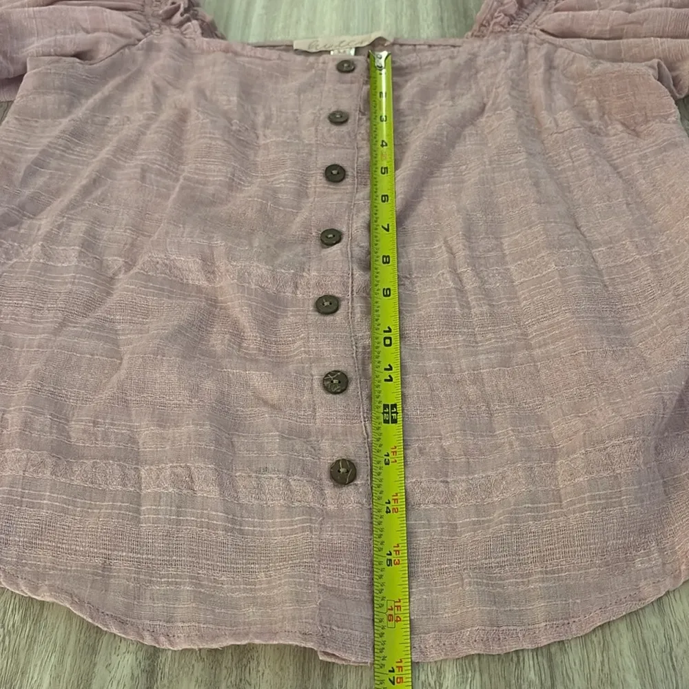 Hutch x Anthropologie Puff Sleeve Square Neck Lilac Top Blouse Medium - Image 6