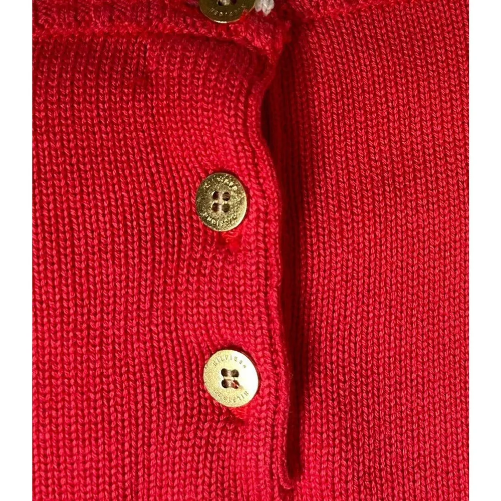 Tommy Hilfiger Womens Red White Blue Short Sleeve Tie Belt Sweater Dress Size M - Image 7