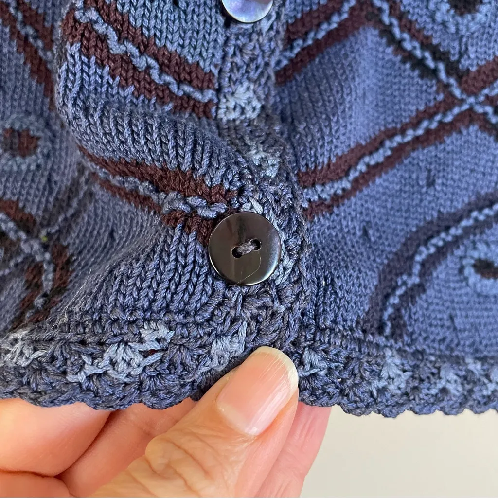 Peruvian Connection Prima Cotton Knit Button Up Cardigan Sweater Size Medium - Image 4