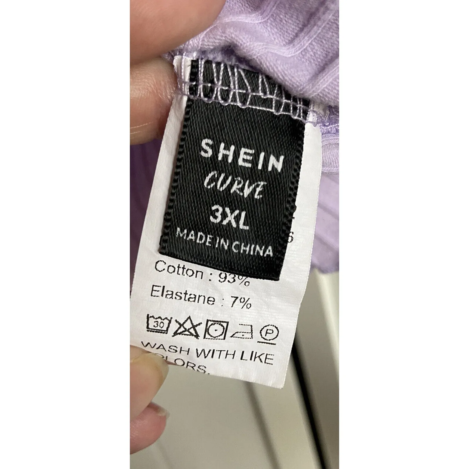 Shein Curve Womens Crop Top Size‎ 3XL Lavender Ribbed Knit Wide Rib Lettuce Edge - Image 4