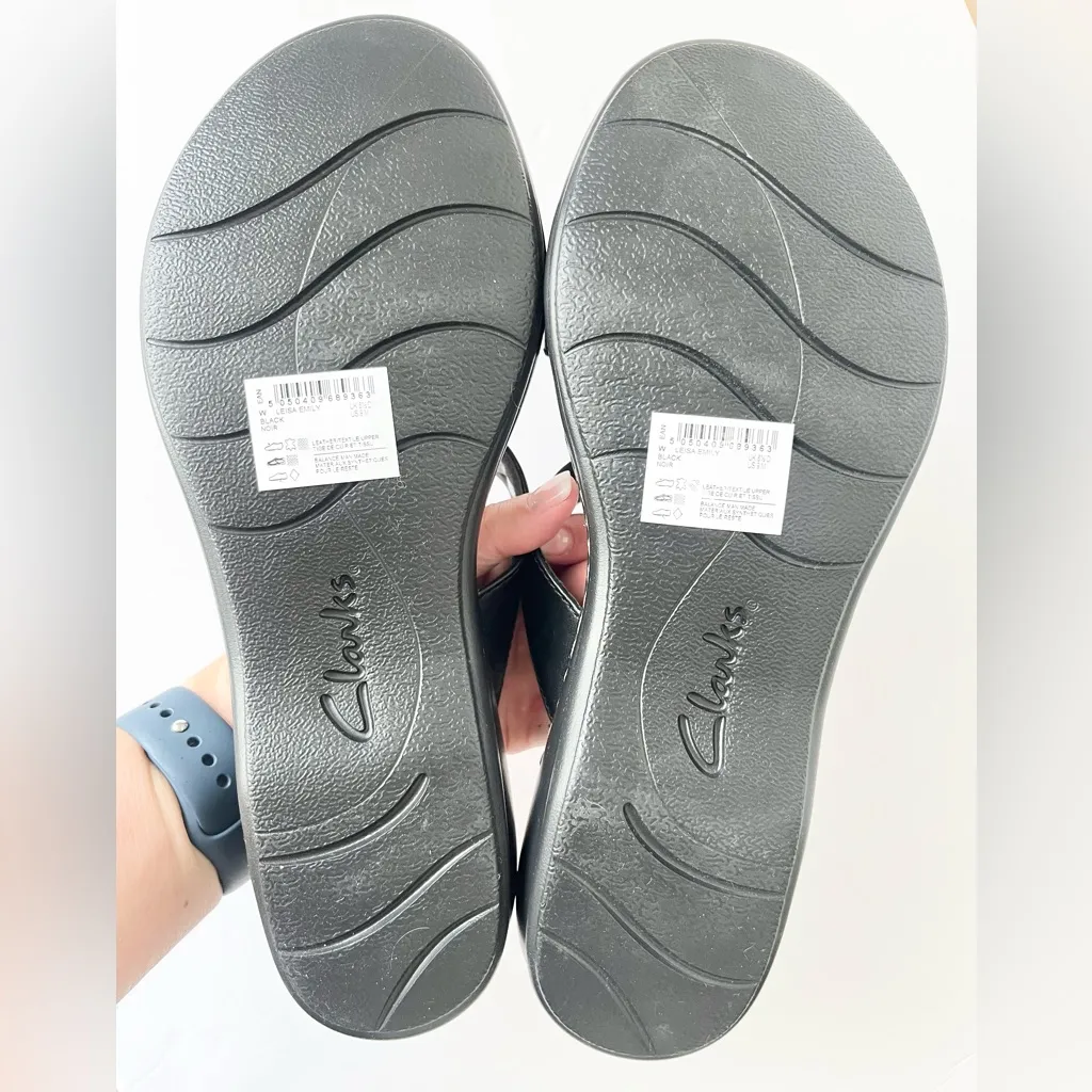NEW Clarks Leisa Emily leather slip on sandals black 9 - Image 7