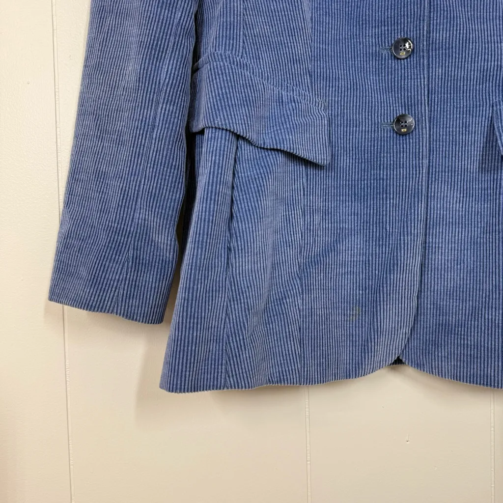 Escada Blue Corduroy Blazer Coat Size 36 - Image 6