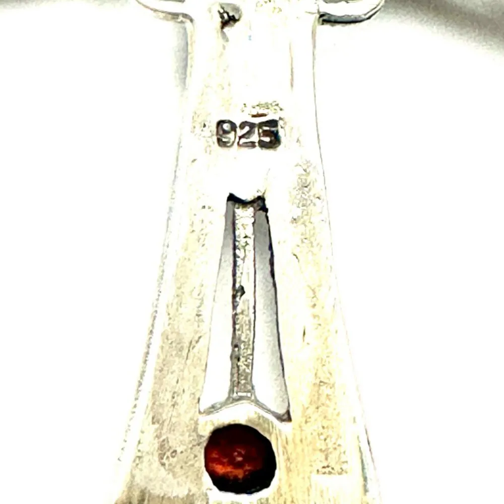 Garnet Cross With Marcasite set in Sterling Sterling Silver 925 Stamped - Image 4