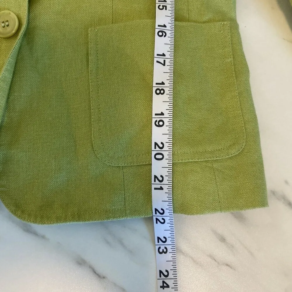 TALBOTS PETITES LIME GREEN 100% LINEN JACKET SIZE: 4‎ OFFICE RESORTWEAR PREPPY - Image 6