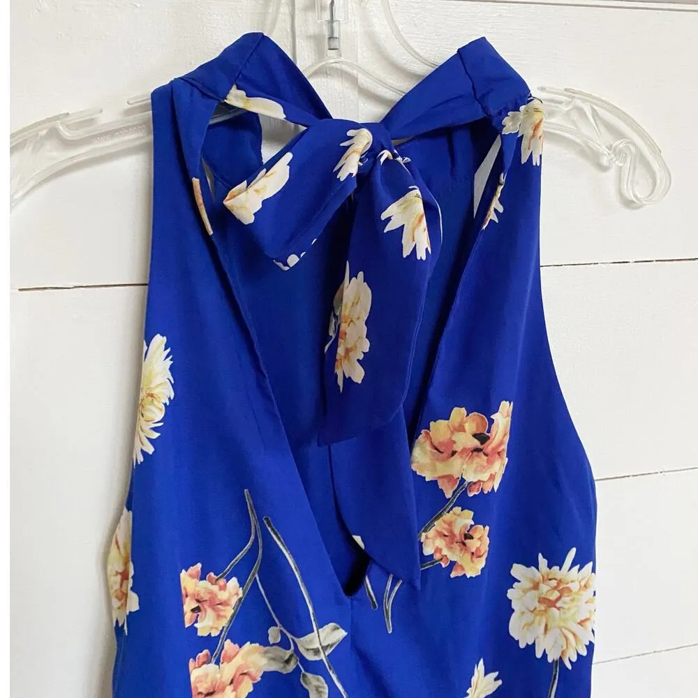 Lulus‎ Darling Dearest Royal Blue Floral Print Swing Mini Halter Dress Small - Image 11