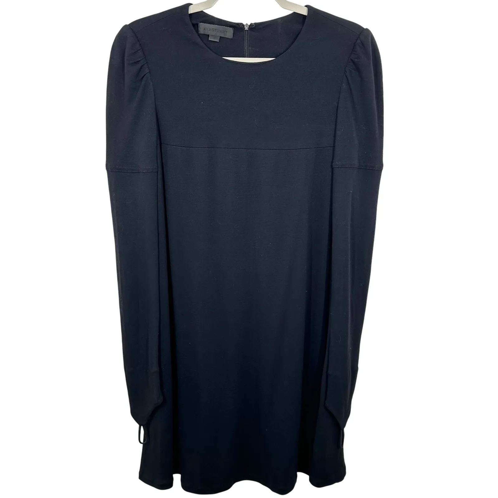 Jill Stuart Black Dress Long Sleeve Finger Loop Sleeve Puff Shoulder Career Work - Image 1