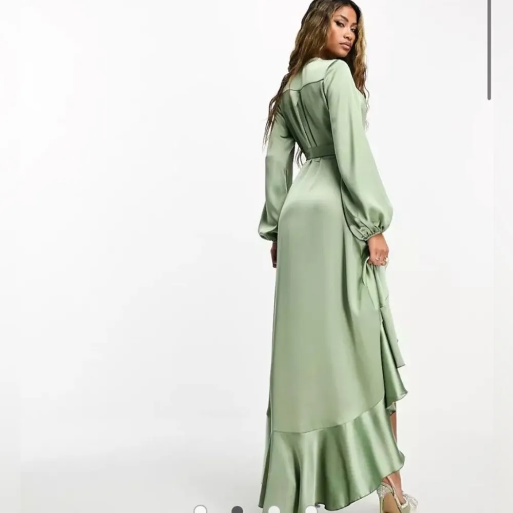 Flounce London long sleeve wrap maxi dress light Sage Green Dress size 8 NwT - Image 4