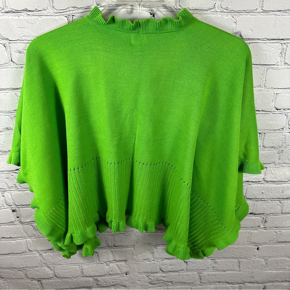 Top It Off Women’s Wrap Ponch Shawl Holiday Jacket Bright Green One Size Size undefined - Image 2