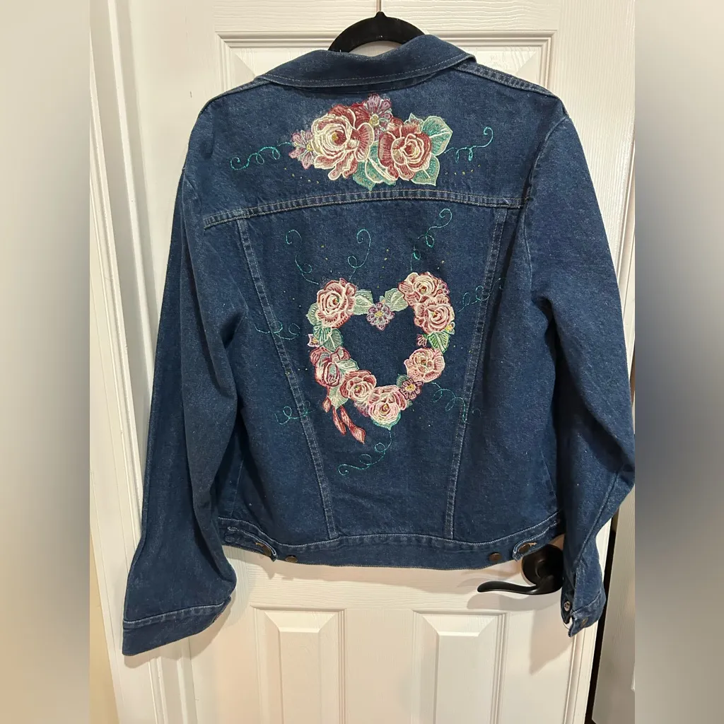 Rustler Blue Country Cowboy Denim Patches Jean Jacket Large - Image 5