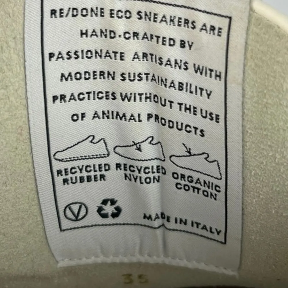 Re/Done Gray Cream Low Top Lace Up Casual 90s Sustainable Skate Sneakers Size 35 - Image 5